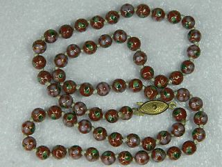 Vintage Chinese Cloisonne Beads Necklace,Flowe​r & Auspicious Cloud 