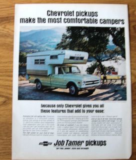 1968 Chevrolet Pickup Truck Ad Camper Fleetside 3/4 Ton