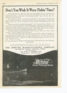 1920 BRISTOL STEEL FISHING ROD SPORTSMAN CANOE BOAT RIVER LAKE POND 