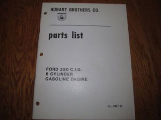 FORD PARTS List CATALOG 6 Cyl. Gasoline ENGINE 250 Cubic In. #194 123 