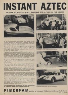 1966 Fiberfab Aztec Kit Car Vintage Advertisement