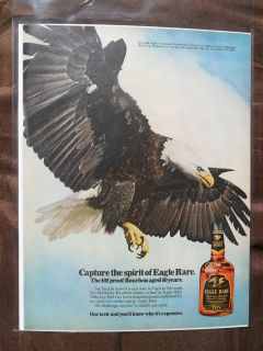 1981 Print Ad Eagle Rare Bourbon Whiskey Soaring Bald Eagle