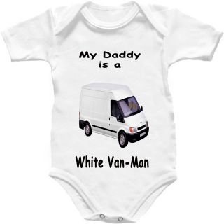 White Van Transit Ford Baby Grow Shirt Babygro Cute