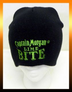 Captain Morgan LIME BITE Black Winter Acrylic KNIT CAP Hat BEANIE 