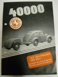 VW 1950 Westfalia 4000 Trailer Brochure w/ German Text