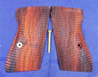 WOOD CHECKERED GRIPS FOR WALTHER PPK/S.380 ACP, HANDMADE