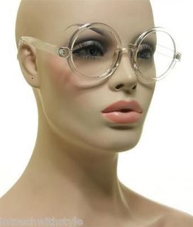   Vintage Round Clear Transparent Frame Lens Eyeglasses Glasses Large