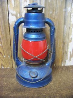 Antique Blue DIETZ Little Wizard Railroad Lantern Lamp 11 x 6 N.Y 