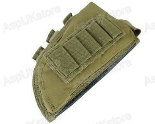 Airsoft Rifle Stock Ammo Pouch w/ Cheek Leather Pad Olive Drab OD