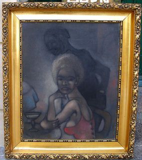 Large Afro American Jazz salon art. Sulky Girl. 1930s. Signed.