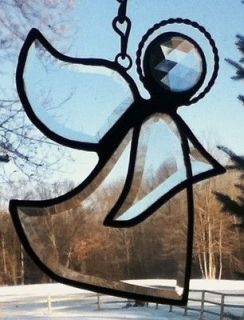 Stained Glass Beveled 3D Angel Sun Catcher   right side pose