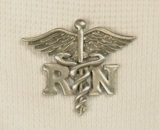 Registered Nurse RN Caduceus Lapel Pin   Jonette Jewelry Pewter