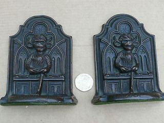   ANTIQUE QUIRKY SOLID BRONZE / BRASS? LINCOLN IMP / DEVIL BOOKENDS