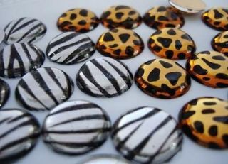 60 Leopard Print+Zebra Stripe 10mm Rhinestones Hot Fix Iron On/jewel 