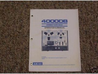 Akai 4000Db Reel to Reel Tape Recorder Owners Manual