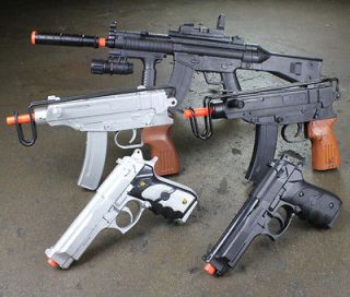 New Lot 5 Airsoft Spring Guns Combo Rifle Uzi Beretta Pistols Handgun 