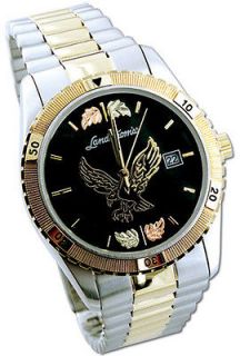   Hills Gold & Stainless Steel Eagle Watch w/Date Feature & 12K Leaves