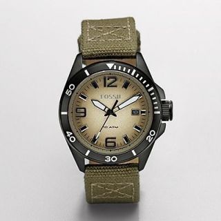 Fossil Men Sporty JR1154 Cream Dial & Green Strap Watch