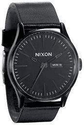 Authentic Nixon SENTRY LEATHER Watch ALL BLACK New In Box