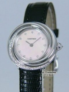 Cartier Trinity Diamond Ladies Watch 18K White Gold Mother of Pearl 