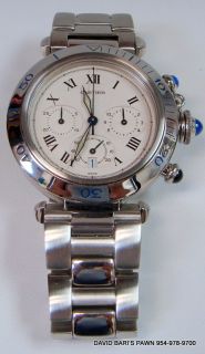 Cartier Pasha Chrono Steel Quartz Watch 38mm Mint Cond.