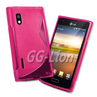 Pink Hybrid TPU x Silicone Soft Cover Case + Film for LG E610 Optimus 