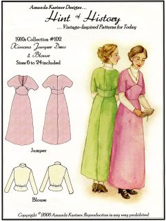   Jumper Dress & Blouse 6 24 Sewing Pattern Vtg Inspired/Titan​ic era