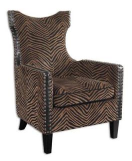 Zebra Print Animal Stripe Studded Lounge Armchair