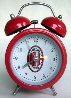 AC MILAN FC SOCCER TWIN BELLS STAINLESS STEEL ALARM CLOCK red cover