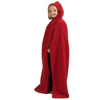 RED CLOAK CAPE WITH HOOD COSTUME FOR KIDS ONE SIZE UNISEX FANCY DRESS 