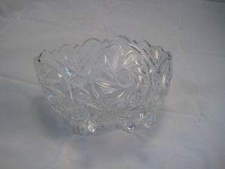 Vintage Cut Glass Lead Crystal Footed Candy Bowl Boat