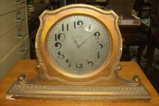 Vintage Waltham wood case electric mantel clock . Working . Case fixer