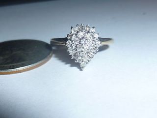 Beautiful Pear Shaped Cluster/ Engagement Diamond Ring .33 CTW 10 kt 