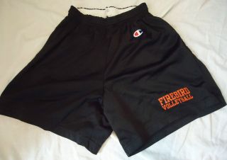 Vtg Champion Mens Gym Shorts Black Medium M Firebird Volleyball