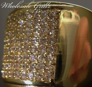   14K GOLD GP SIMULATED DIAMOND WEDDING/PINKY RING ICED OUT HIP HOP RING