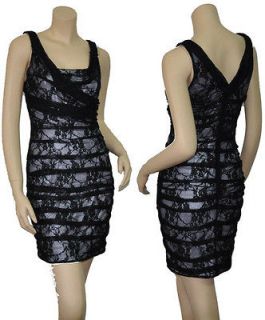   METALLIC ROUCHED LACE Party Club Cocktail Evening Dress 0,2,4,6,8