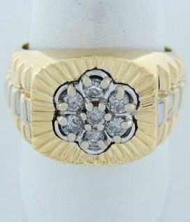   TWO TONE GOLD 1/2ct 7 DIAMOND KENTUCKY CLUSTER PESIDENTIAL STYLE RING