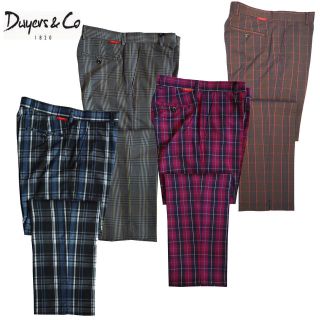 2012 Dwyers & Co Designer Stretch Tech Check Funky Golf Trousers 