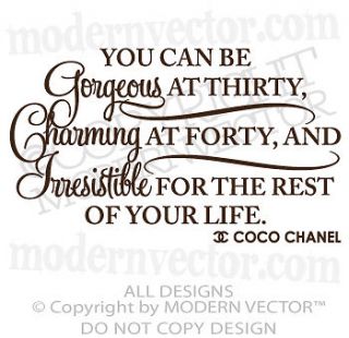 Coco Chanel Quote Vinyl Wall Decal Lettering IRRESISTIBLE THE REST OF 