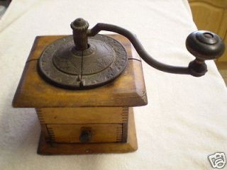 RARE VINTAGE WOODEN MILL with CAST IRON COFFEE GRINDER and HANDLE