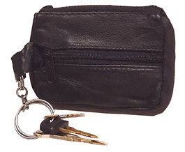 COIN PURSE MINI WALLET KEY HOLDER NEW BLACK LEATHER