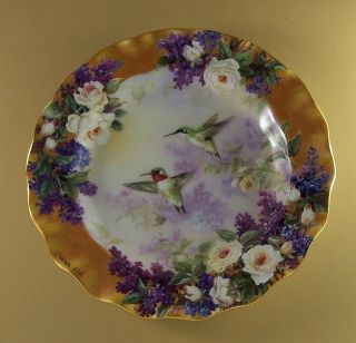   Delicate Treasures CROWN JEWELS Plate #1 Hummingbird Roses Floral