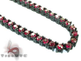 Mens Diamond Chain Round Cut Red Color Link 10k White Gold 105.00 