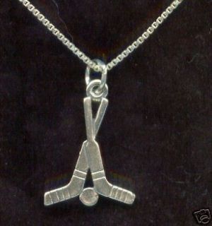 Sterling Silver Hockey Sticks Necklace NEW 925 Charm pendant and chain