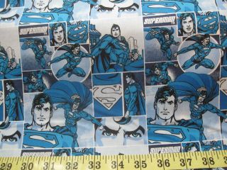 Superman DC Comics Quilt Fabric 1/2yd Arctic Warrior blue tonal