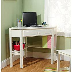 White Wood Corner Computer Desk Table Office Home Apartment Dorm Room 