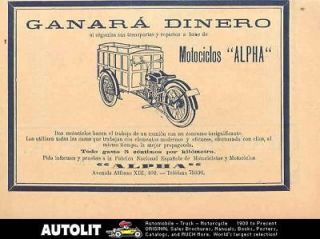 1929 Alpha 3 Wheel Commercial Motorcycle Ad Spain
