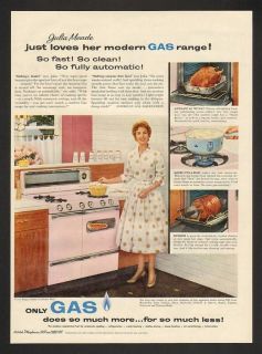 1957 Julia Meade Caloric Gas Pink Oven Range Print Ad