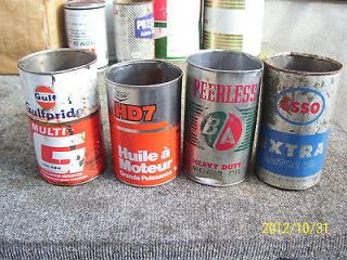   LOT GULF CO OP ESSO B/A BRITISH AMERICAN TIN CAN SIGN EMPTY OIL CANS