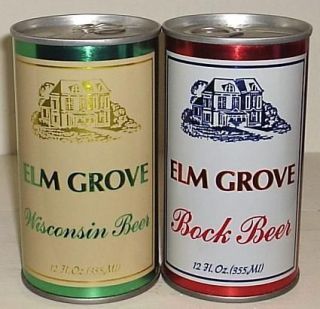 ELM GROVE Wisconsin & Bock 12oz Beer Cans S/S WALTER Brewing Co.